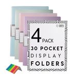 Ziffs Office® 4 x 30 Pocket A4 Display Folders - Pastel Coloured A4 Display Folders with Plastic Pockets - Display Book - Presentation Folders - 250 Sticky Labels Included - British Brand