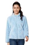 Alan Jones Clothing Girl's Fluffy Yarn Fleece Full-Zip Jacket (Light Blue_14-15 Years)