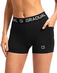 G Gradual Women's Spandex Compression Volleyball Shorts 3" /7" Workout Pro Shorts for Women (Black Pockets, Medium)