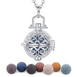 CELESTIA Aromatherapy Gifts for Women Silver Plated Locket Scent Essential Oils Diffuser Necklace Jewellery Relaxation Anti Anxiety