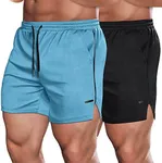 COOFANDY 2 Pack Mens Gym Workout Shorts Quick Dry Athletic Shorts with Pockets Mesh Active Sports Running Shorts Sky Blue/Black