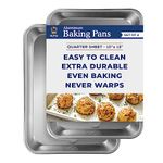 Ultra Cuisine Baking Sheet Set of 2 - Quarter Sheet Baking Pans - Aluminum, Non-Warping Rimmed Cookie Sheets for Baking, Roasting and Cooking - Heavy Duty, Non-Toxic, Easy Clean Oven Pans, 9x13"