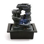 POWLAB Indoor Fountain - Elegant Resin Design with Natural Rock-Like Texture for Home Office Decor Relaxation, Desktop Fountain with Soothing LED Light, 9.06''x6.89''x10.24'' Indoor Waterfall Feature