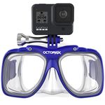 OCTOMASK - Dive Mask w/Mount for All GoPro Hero Cameras for Scuba Diving, Snorkeling, Freediving (Blue)