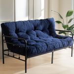 MAXYOYO 8" Futon Mattress Queen Size, Tufted Futons Sofa Couch Bed, Extra Thick Floor Mattress for Adults, Shredded Foam Filling (Frame Not Included), Navy