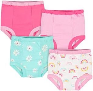 Gerber Baby Girls Infant Toddler 4 Pack Potty Training Pants Underwear Rainbow Turquoise and Pink 2T