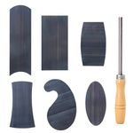 HERMIT TOOLS Cabinet Scraper Burnisher with 6 Piece Multi-Shaped Scraper Set 1 Oval 2 Double Convex/concave 1 Rectangle 1 Curved and 1 Gooseneck Scraper (Blue Spring Steel)