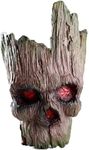 Mikayoo Stump Skull Flower Pot - Treeman Pen Holder & Creative Green Plant Pot - 7" High, 4.7" Wide (Brown)