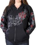 Hot Leathers Live, Love, Ride and Roses Women's Hooded Sweatshirt (Black, Medium)