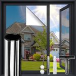 DUOFIRE One Way Window Films for Privacy, Daytime Privacy Window Tint Anti-UV Heat Control Non-Adhesive Static Cling, Mirror Reflective Privacy Window Film See Out Not in (Black-Silver, 44.3x200cm)