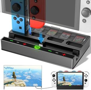 TV Docking Station for Nintendo Switch/Nintendo Switch OLED Model, Joycon Charger, 4K HDMI, Switch Dock with 5 Game Slots & Dustproof Cover, USB3.0 Port, Switch Accessories