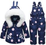 Baby Girls Snowsuit Toddler Hooded Down Jacket Coat + Snow Pants Kids 2 Pieces Ski Set Blue 18-24 Months