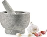 Subaa Stone Mortar and Pestle Set | Ginger Garlic Crusher for Kitchen Unpolished Heavy Stone Material | Best Masher Kitchen Tool | okhli and musal | Ammi kallu (5 inch)