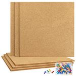 TUPARKA 6 Pack Cork Board Wall Bulletin Boards - 1/4" Self-Adhesive Corkboards for Wall with 100 Push Pins Square Bulletin Boards Cork Tiles for Wall Home School Office Decorative (12"x12")