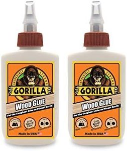 Gorilla Wood Glue; 4 Ounce Bottle; Natural Wood Color; (Pack of 2)