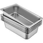 Mophorn Hotel Pan Full Size 6-Inch, Steam Table Pan 6 Pack, 22 Gauge/0.8mm Thick Stainless Steel Full Size Hotel Pan Anti Jam Steam Table Pan