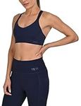 TCA Medium Impact Women's Sports Bra with Removeable Pads, Wireless Seamless Racer Back Support Comfort Adjustable Straps, Activewear Sports Bra for Women - Navy Blazer, XL