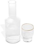 Libken Bedside Water Carafe and Glass Set - Clear 27oz Glass Decanter and Cup Combination - 2-Piece Transparent Carafe with Cup - Ideal for Nightstand and Dining - Modern Nightstand Accessories