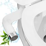 MENNTY Bidet Attachment for Toilet, Hygienic Toilet Bidet with Dual Nozzle- Rear & Frontal Wash, Bidet Attachment Self-Cleaning & Water Pressure Control, Toilet Seat Attachment- Silver