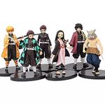 AUGEN Polyvinyl Chloride Demon Slayer Action Figure Limited Edition for Car Dashboard, Decoration, Cake, Office Desk&Study Table (15Cm) -Pack of 6