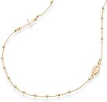 Miabella 18K Gold Over 925 Sterling Silver Italian Rosary Beaded Sideways Cross Necklace Dainty Chain Necklace for Women Made in Italy, 18K gold over 925 sterling silver, No Gemstone