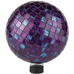 Lilyshome Lily's Home Glass Gazing Ball | Holographic Effect Stunning Rainbow Color Reflection Effect Mosaic Design Purple Mirrors Attracts Good Fortune Lovely Centerpiece 10Ãâ‚¬� Dia.