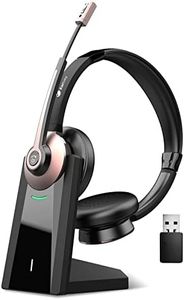 Earbay Wireless Bluetooth Headphones with Microphone Noise Canceling & USB Dongle, Office Headset with Charge Dock for Mobile Phone Computer Tablet Work Skype Zoom Conference Call Center, Black