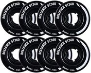 Rollerex ST360 92A Roller Skate Wheels (8-Pack) (Color Options) - Indoor Outdoor - Use for Quad Skate Wheel Replacement (Steel Black)