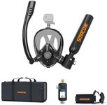SMACO Mini Scuba Tank with Snorkel Mask 0.5L Portable Small Diving Tank with Full Face Diving Mask Reusable DOT Certified Pony Bottle Diving Cylinder Kit with Fill Adapter for Snorkeling Diving