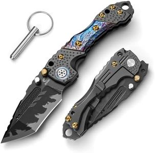 Behawk Folding Knife,Axe Blade Design,Titanium Alloy Handle,Manual Opening Large Folding Knife with Clip,Glass Breaker,EDC For Outdoor Camping Hiking Fishing Hunting