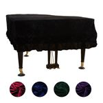 SUZLAZYR Grand Piano Cover, Velvet Baby Grand Piano Cover Piano Dust Cover Cloth Washable Soft Bordered Full Triangle Piano Decorated Protective Cover,Black,160cm/62.99inch