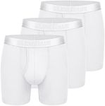 CLEVEDAUR Mens Underwear 3 Pack Ultra Soft Micro Modal Boxer Briefs Open Fly, White/White/White, L