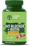 VRUKSHA VITALS DHT blocker with Biotin - 120 tablets - Stinging Nettle Leaf Extract, Hair Vitamins (Vit B2, B3, B6, B9, B12, A, C, D and E) with Iron, Selenium, Zinc and Omega 3 Capsules supplement, Beta Sitosterol and Bamboo Shoot