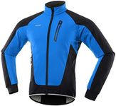 ARSUXEO Men's Winter Cycling Jacket Thermal Fleece Softshell Mountain Bike Outwear Windproof Waterproof 20B, Blue, Small