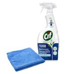 Direct Mart Cif Cleanboost Power & Shine Bathroom Spray 700 ml | 100% Soap Scum & Limescale Removal for Multi-Surface with Multipurpose Assorted Medium Microfibre Cleaning Cloth