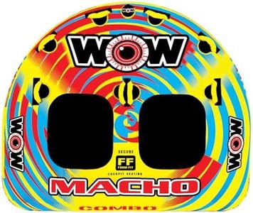 Wow World of Watersports Macho Multiple Riding Positions Tube 1 or 2 Person Inflatable Deck and Cockpit Towable Tube for Boating, 16-1010