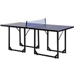 Soozier 6x3ft Compact Midsize Table Tennis Table Multi-Use Family Ping-Pong Table Free Standing Folding Blue