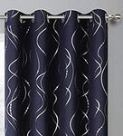 Navy Blue Blackout Curtains Silver 