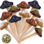 Peohud 12 Pack Ceramic Garden Mushrooms, Lawn Ornament Decor Mushrooms for Fairy Garden, Yard, Indoor, Outdoor, 4.7 Inch