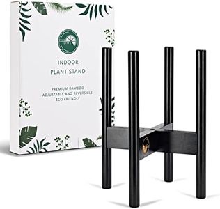 Five Lime, Bamboo Plant Stand, Adjustable Height and Width, Fits 20-30cm Pots, Mid Century Modern Indoor Planter Stand for Any Home Décor, Suitable for Indoors, Homes, Apartments, Offices Black Stand