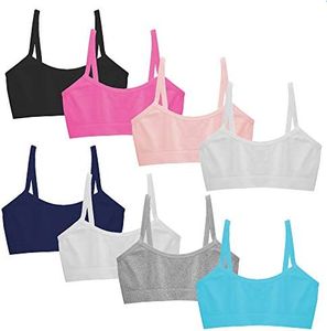 Popular Girls Seamless Training Bra - Crop Training Bras for Girls. Best Girls Sports Bra. Multi Piece Bra Pack, 8 Pack - Brights, 10-12 Years