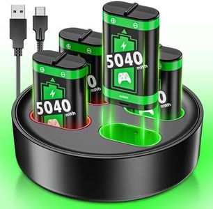 RJAD Rechargeable Battery Pack for Xbox Controller with Charger Station, 4 x 5040mWh Rechargeable Batteries Pack for Xbox Series S|X, Xbox One, One S|X, Elite Controller, with Battery Charging Dock