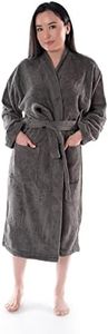 eo ege organics Cozy and Soft Premium Bathrobe - GOTS Organic Certified Turkish Cotton - Unisex, Dark Grey, XX-Large-3X-Large