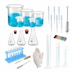 Bello Professional Lab Experimental kit - Combo of 32 Products Beaker, Cylinder, Conical Cleaning Brush Tube Stand & Holder for School Collage Chemistry Lab Laboratory