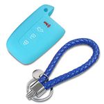 kuyuansu 4 Buttons Silicon Rubber Car Key Shell Cover Case for Hyundai IX35 New Sonata Santa Fe IX45 - Blue - Large