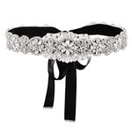 Bridal Belt for Women Dress,Wedding Dress Belt for Bride Crystal Rhinestone Sash Wedding Belt, Silver-black, same