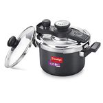 Prestige Svachh, 20240, 3 L, Hard Anodised Aluminium Outer Lid Pressure Cooker, With Deep Lid For Spillage Control, Black, 3 Liter