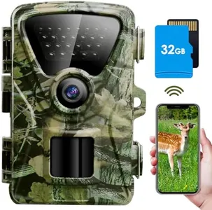 MAXDONE Trail Camera WiFi Game Camera - 1440P 32MP Trail Camera with No Glow Night Vision Motion Activated Waterproof IP66 Bluetooth Trail Cam for Wildlife Deer Outdoor 0.2s Trigger Time