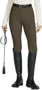 Willit Women's Riding Pants Full Seat Silicone Breeches Equestrian Horseback Riding Tights with Zipped Pocket Brown S