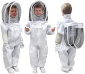 PNKKODW Bee Suit, Beekeeping Outfit Professional Full Body Beekeeper Suit with Veil Hood for Men and Women Beekeeper and Beginners with Gloves (Kid-L for 3'7"-4'2")
